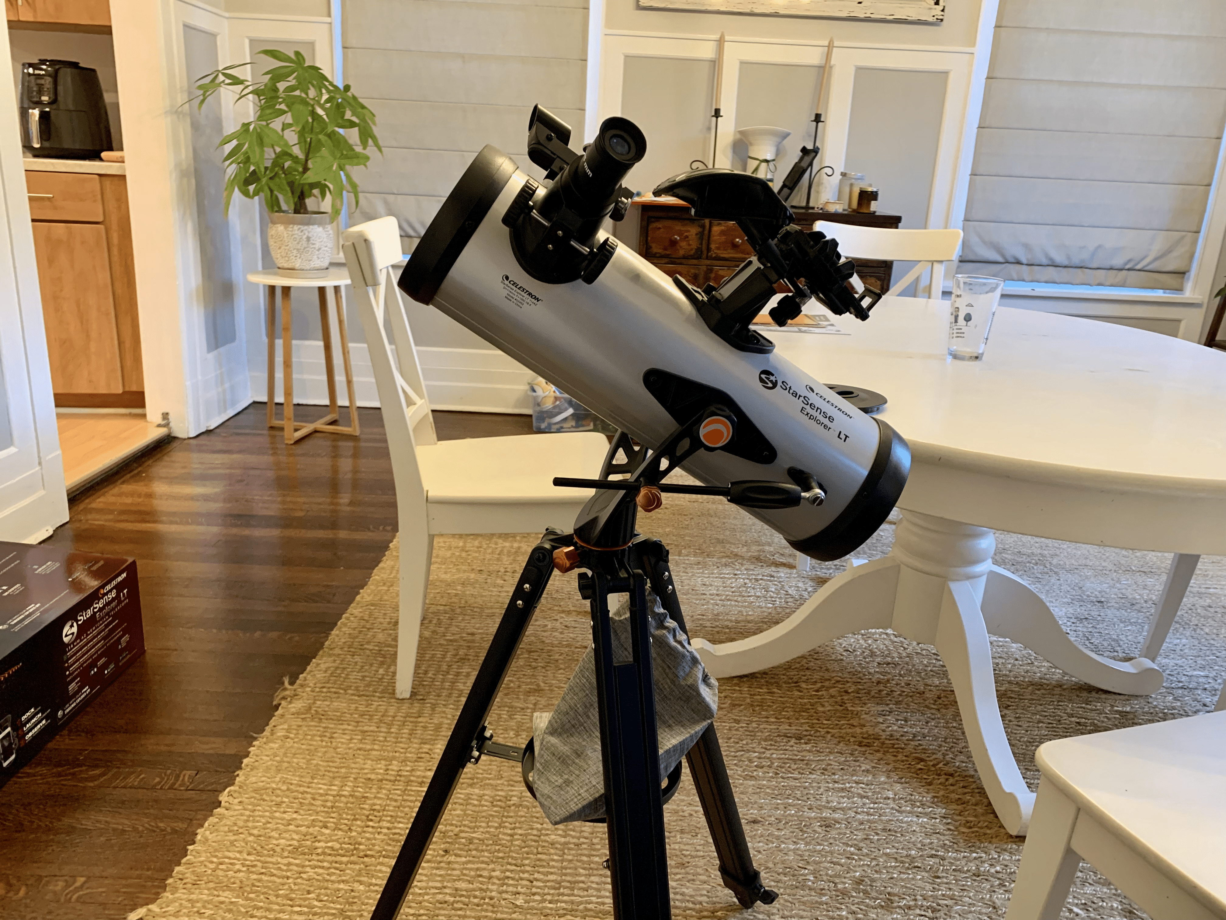 My first telescope purchase, the Celestron Starsense 130 Newtonian.