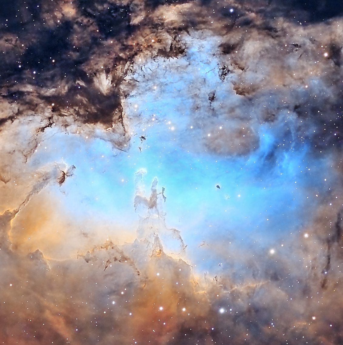 The Pillars of Creation inside the Eagle Nebula (m16)