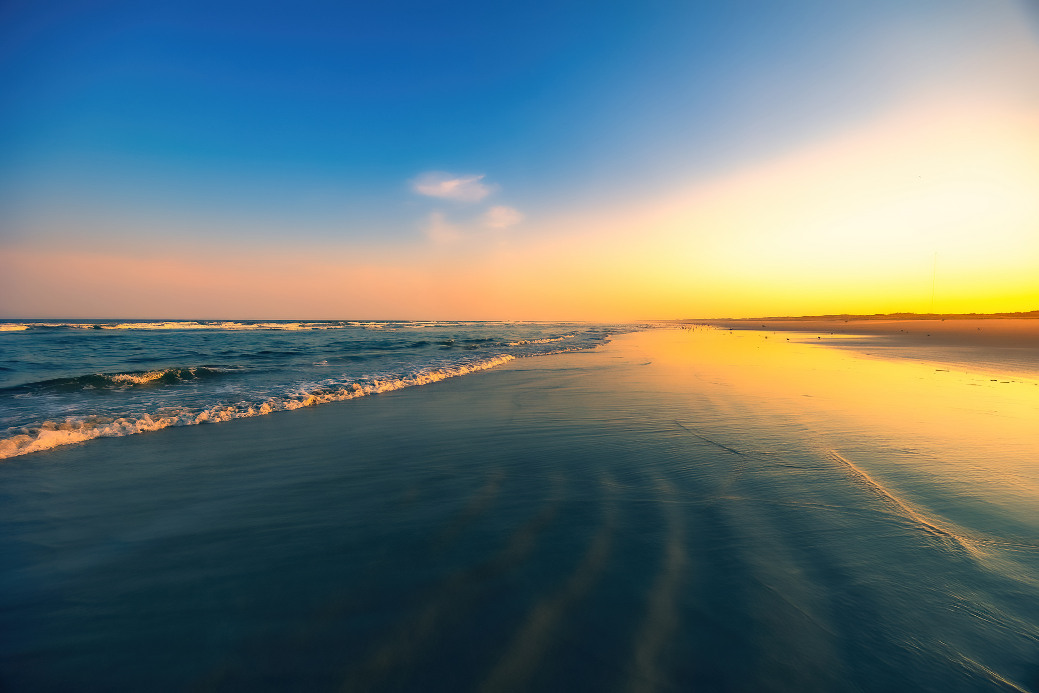 Beach shore at sunset. Taken in Wildwood, New Jersey.